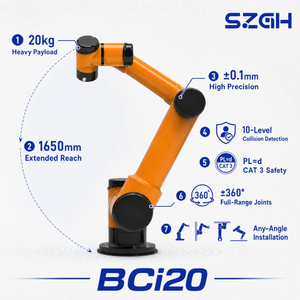 SZGH-BCi20 | 20kg 협동 로봇 - 도달 거리 1,650mm, 플래그십 헤비 코봇, 안전 울타리 없음